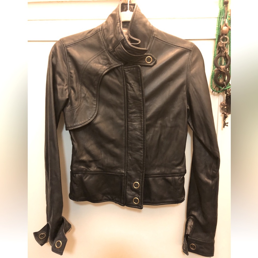 Mike & Chris navy leather jacket, size S